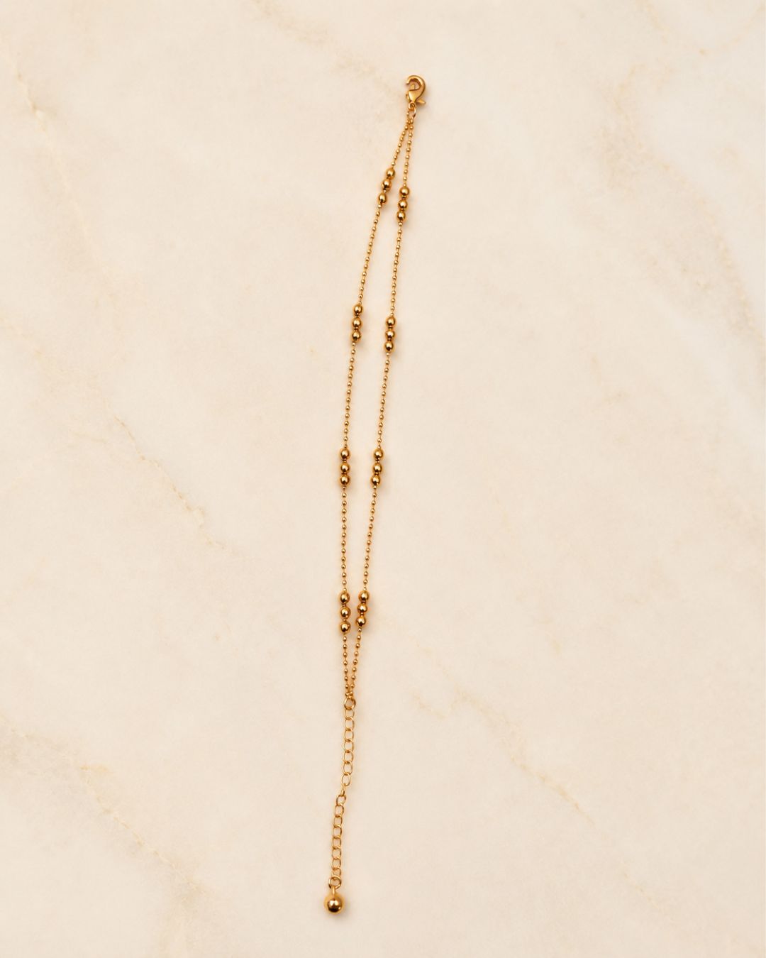Double Layer Gold Bead Anklet