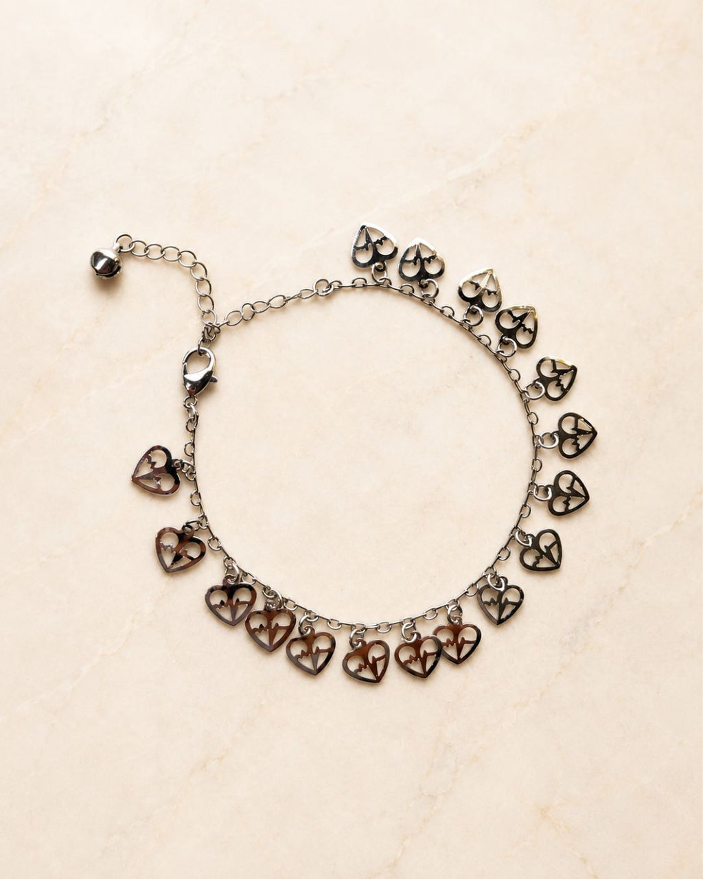 Silver Heart Charm Anklet for Women
