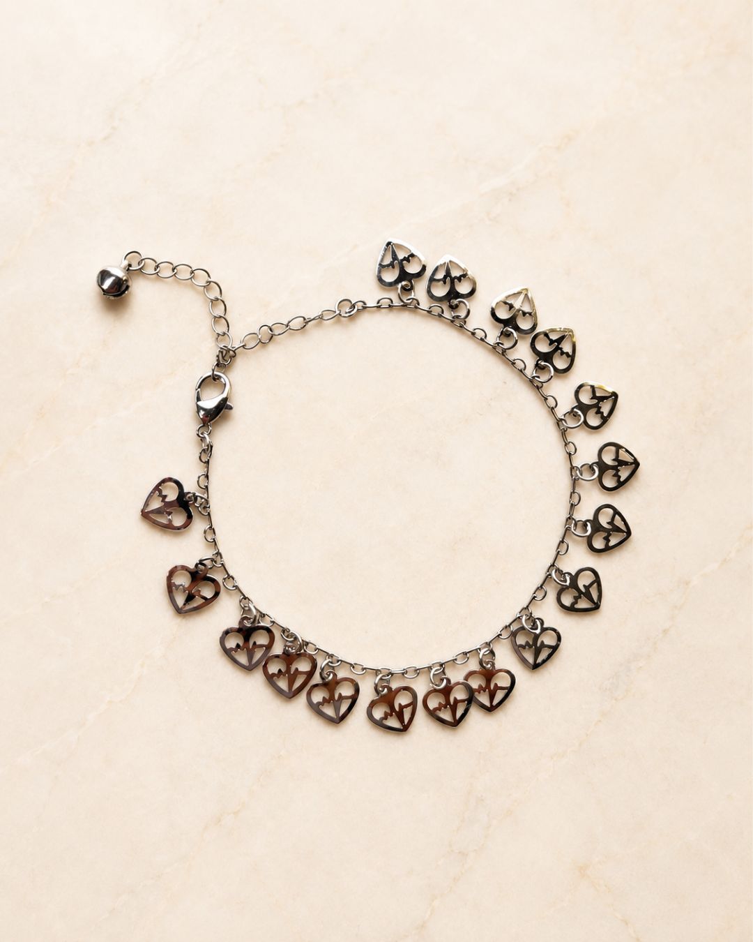 Silver Heart Charm Anklet for Women
