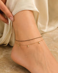 Gold Black Double Layer Heart Charm Anklet for Women
