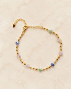 Gold Multicolor Flower Bead Anklet for Women