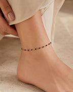 Gold Black Beaded Anklet for Women