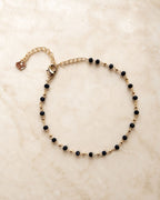 Gold Black Beaded Anklet for Women