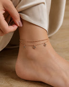 Gold Double Layer Clover Charm Anklet for Women