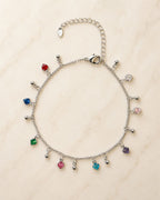 Silver Heart Crystal Dangle Anklet for Women