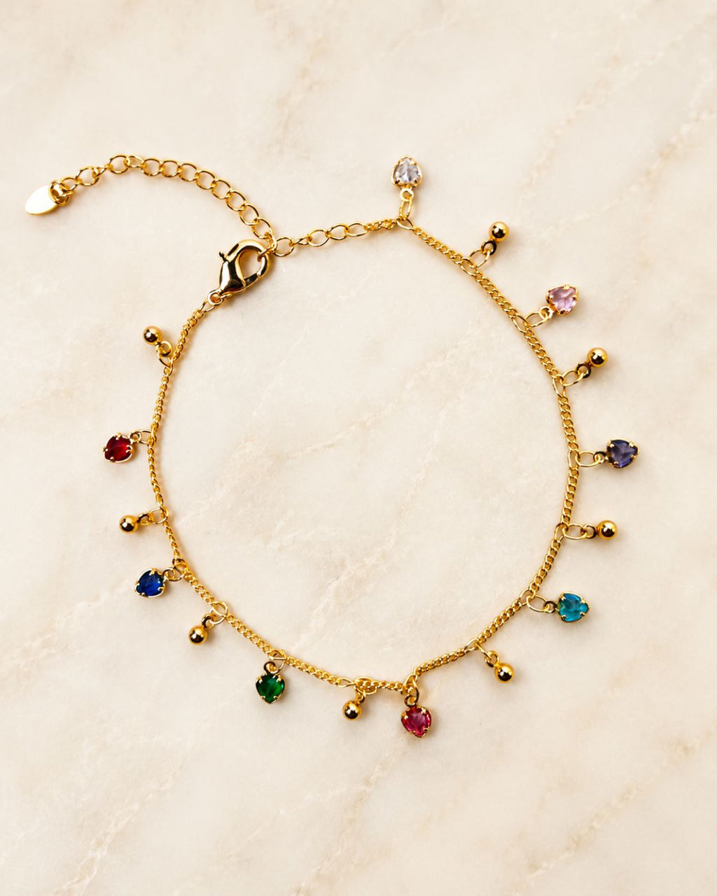 Gold Round Crystal Dangle Anklet for Women