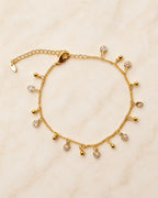 Gold Round Crystal Dangle Anklet for Women