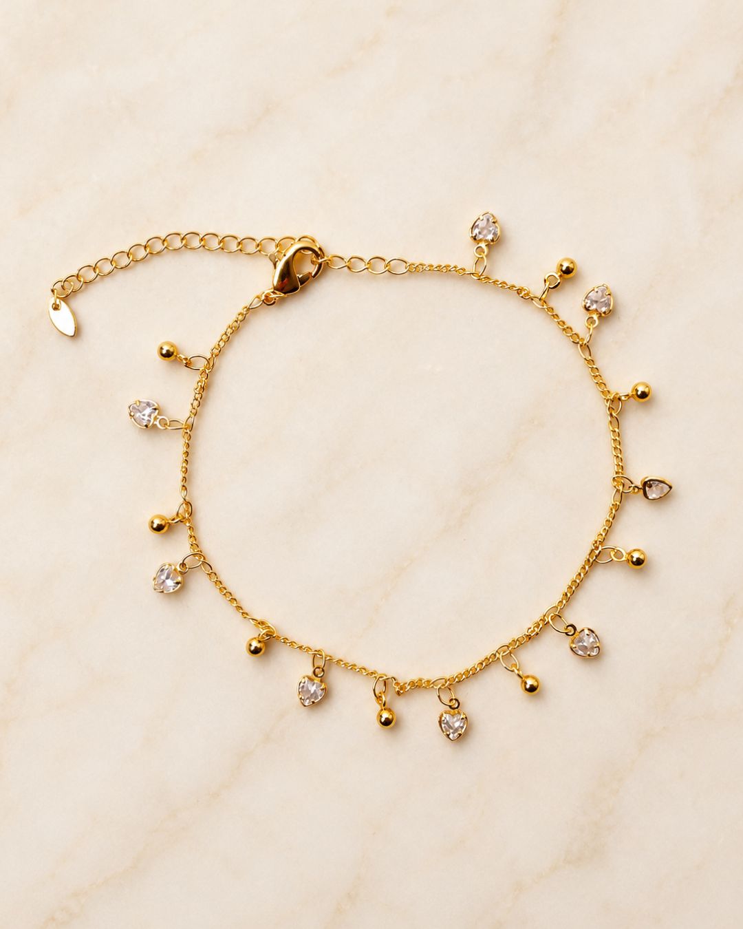Gold Round Crystal Dangle Anklet for Women