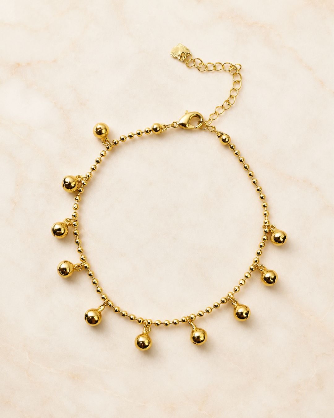 Gold Dangle Bell Charm Anklet for Women