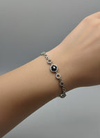 One Carat Square Link Bracelet for Girls – Silver White / Silver Black