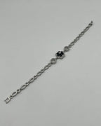 One Carat Square Link Bracelet for Girls – Silver White / Silver Black