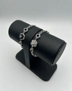 One Carat Square Link Bracelet for Girls – Silver White / Silver Black