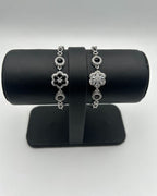 One Carat Square Link Bracelet for Girls – Silver White / Silver Black