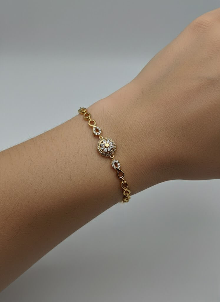 1 Carat Stone Bracelet with Gold Base for Party & Everyday Wear