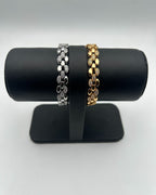 One Carat Style Textured Link Bracelet for Girls (Gold/Silver)