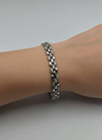 One Carat Style Textured Link Bracelet for Girls (Gold/Silver)