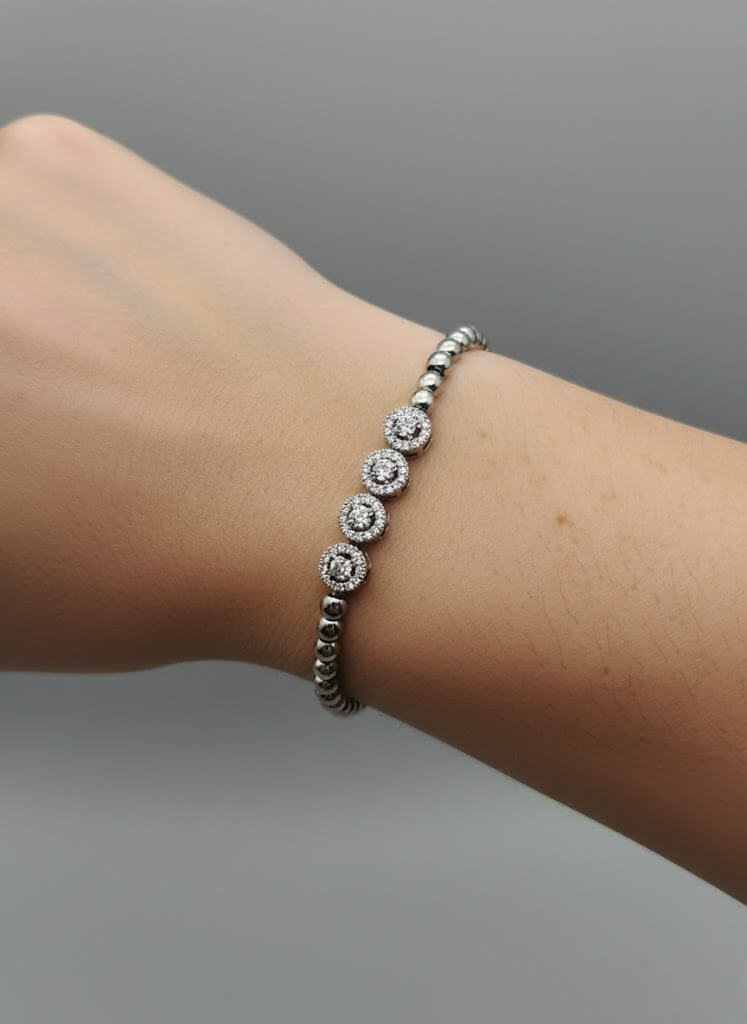 1 Carat Silver Stone Bracelet for Girls | Party & Daily Wear