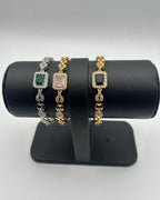 1 Carat Square Stone Bracelet for Girls Party Wear