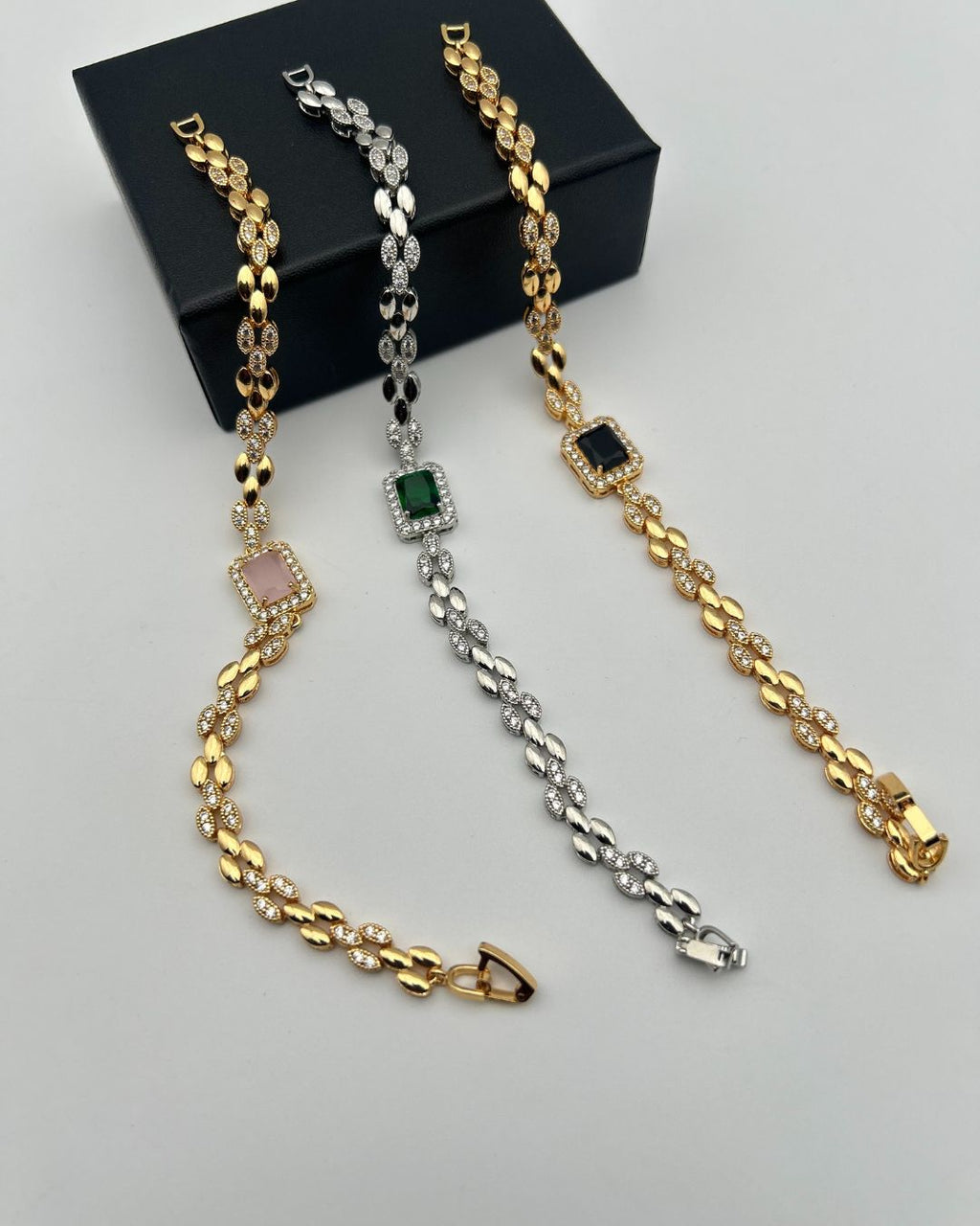 1 Carat Square Stone Bracelet for Girls Party Wear