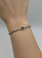 1 Carat Square Stone Bracelet for Girls Party Wear