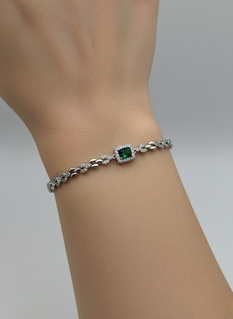 1 Carat Square Stone Bracelet for Girls Party Wear
