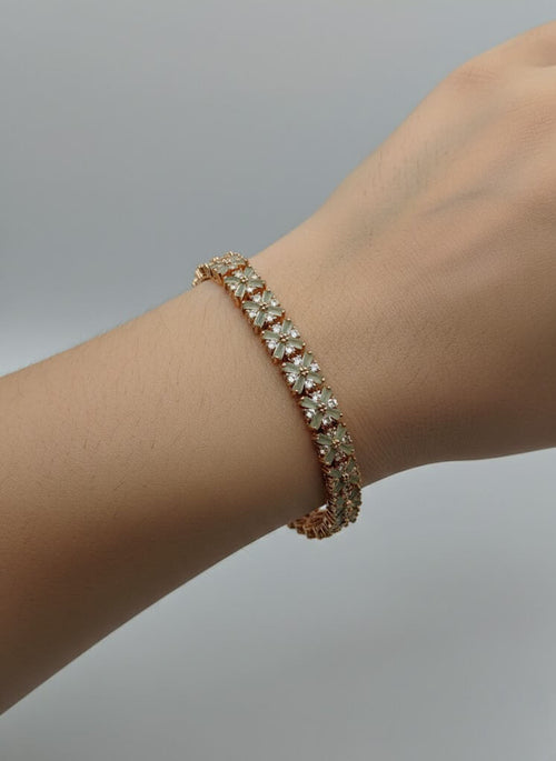 1 Carat Floral Stone Bracelet for Girls - Gold Mint/Pink