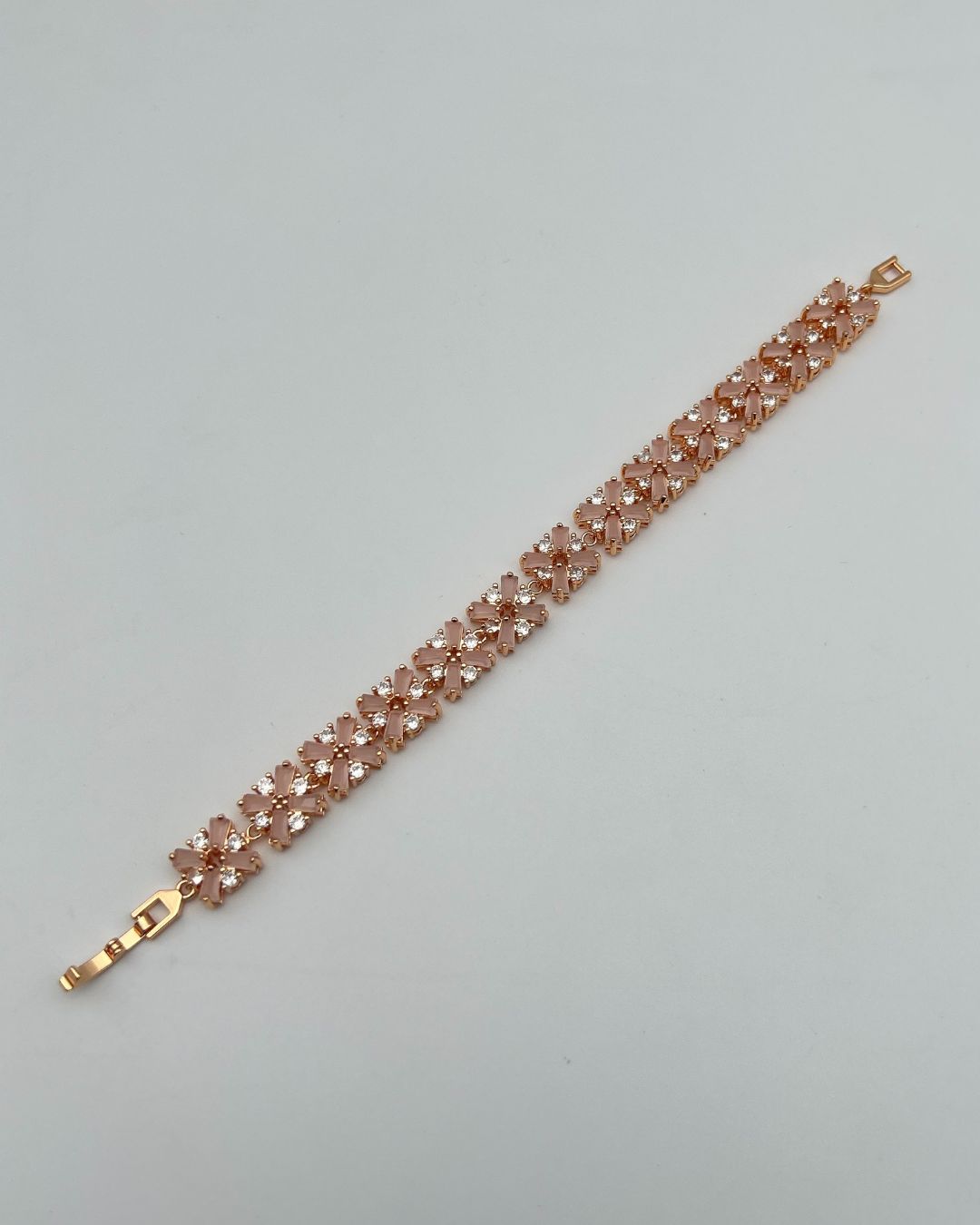 1 Carat Floral Stone Bracelet for Girls - Gold Mint/Pink