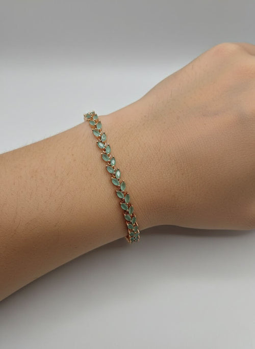 1 Carat Leaf Stone Bracelet for Girls – Gold Mint, Red & Pink
