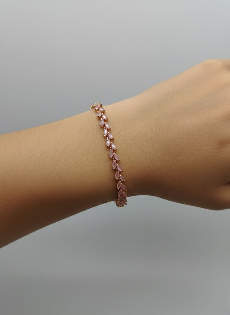 1 Carat Leaf Stone Bracelet for Girls – Gold Mint, Red & Pink