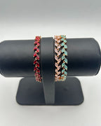 1 Carat Leaf Stone Bracelet for Girls – Gold Mint, Red & Pink