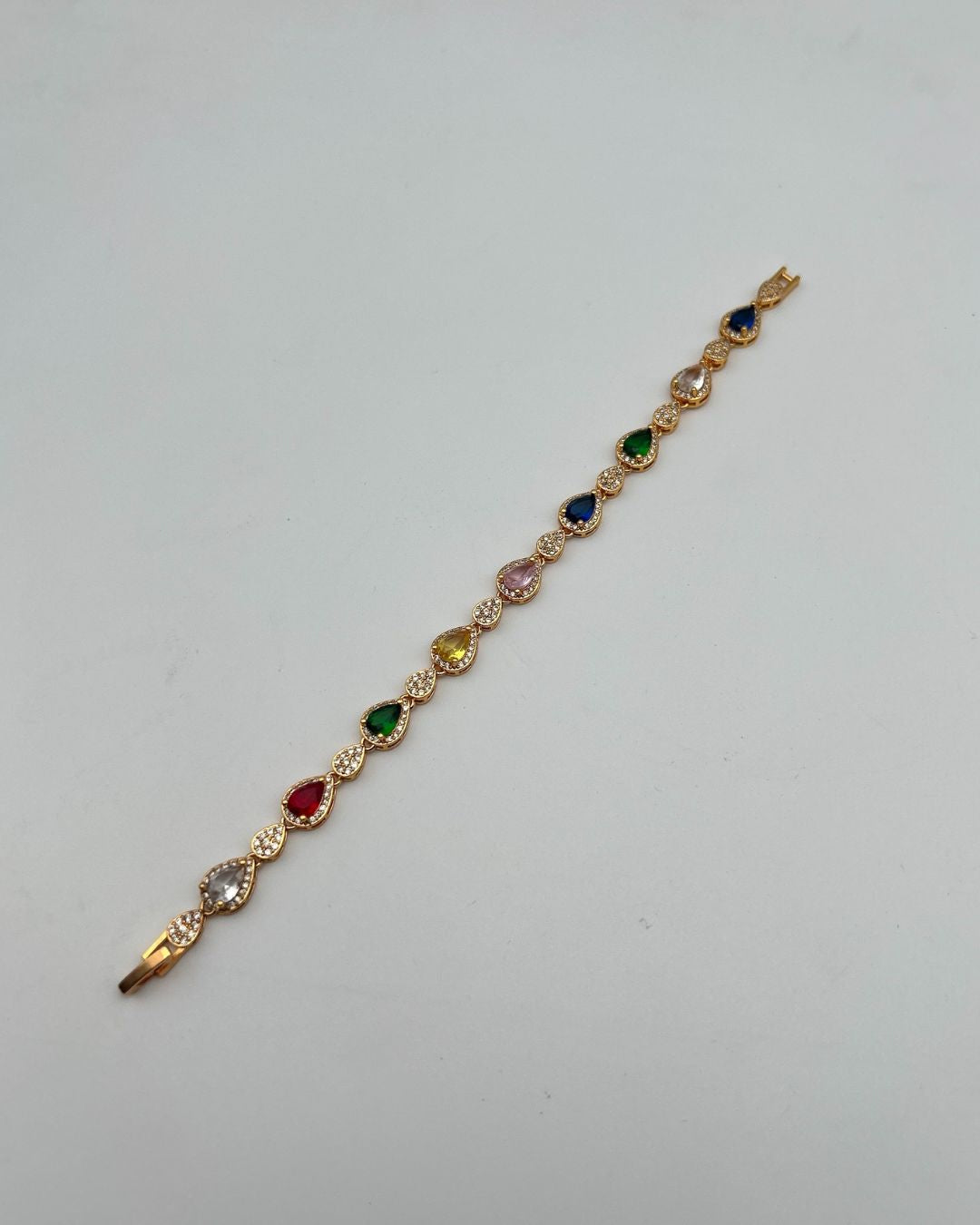1 Carat Teardrop Stone Girls Bracelet in Gold Tone