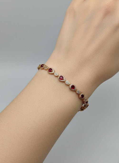 1 Carat Teardrop Stone Girls Bracelet in Gold Tone
