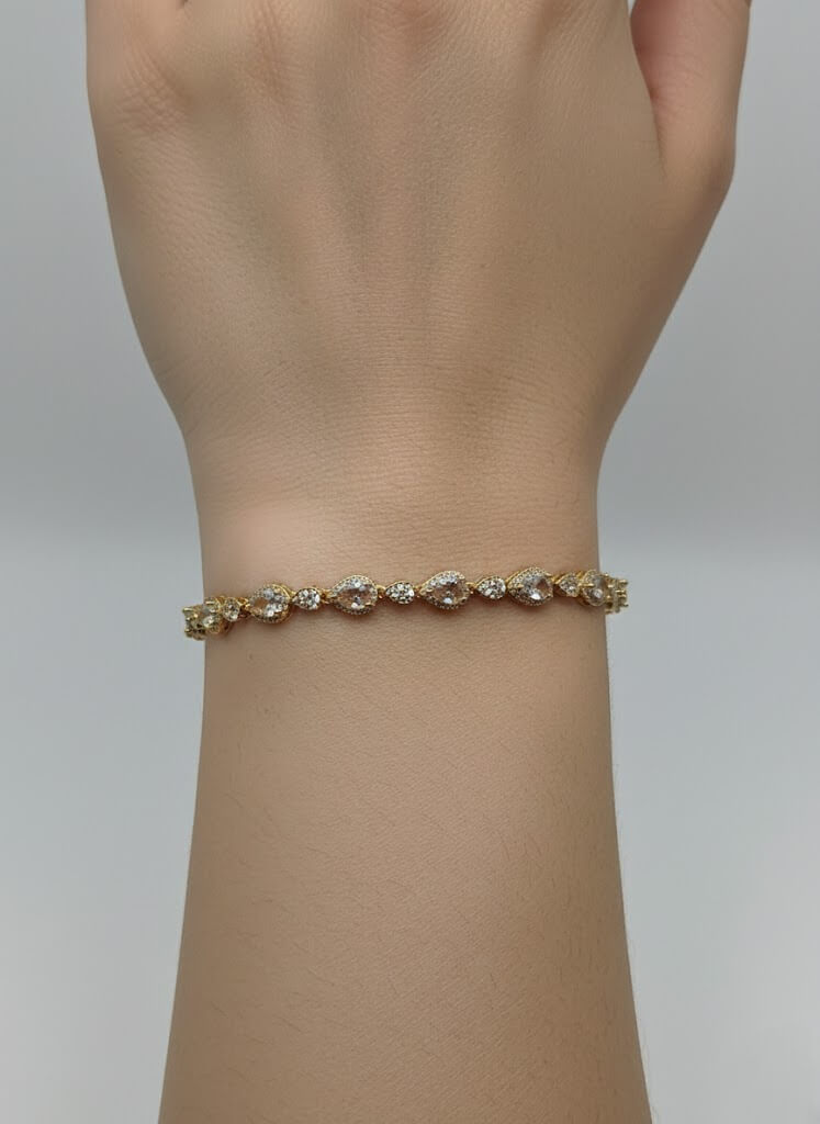 1 Carat Teardrop Stone Girls Bracelet in Gold Tone