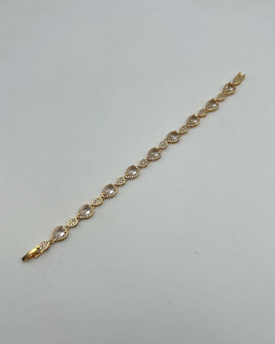 1 Carat Teardrop Stone Girls Bracelet in Gold Tone