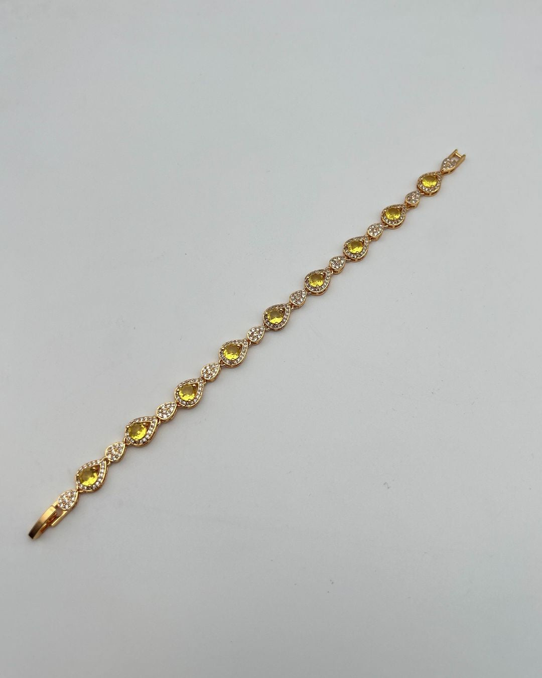 1 Carat Teardrop Stone Girls Bracelet in Gold Tone