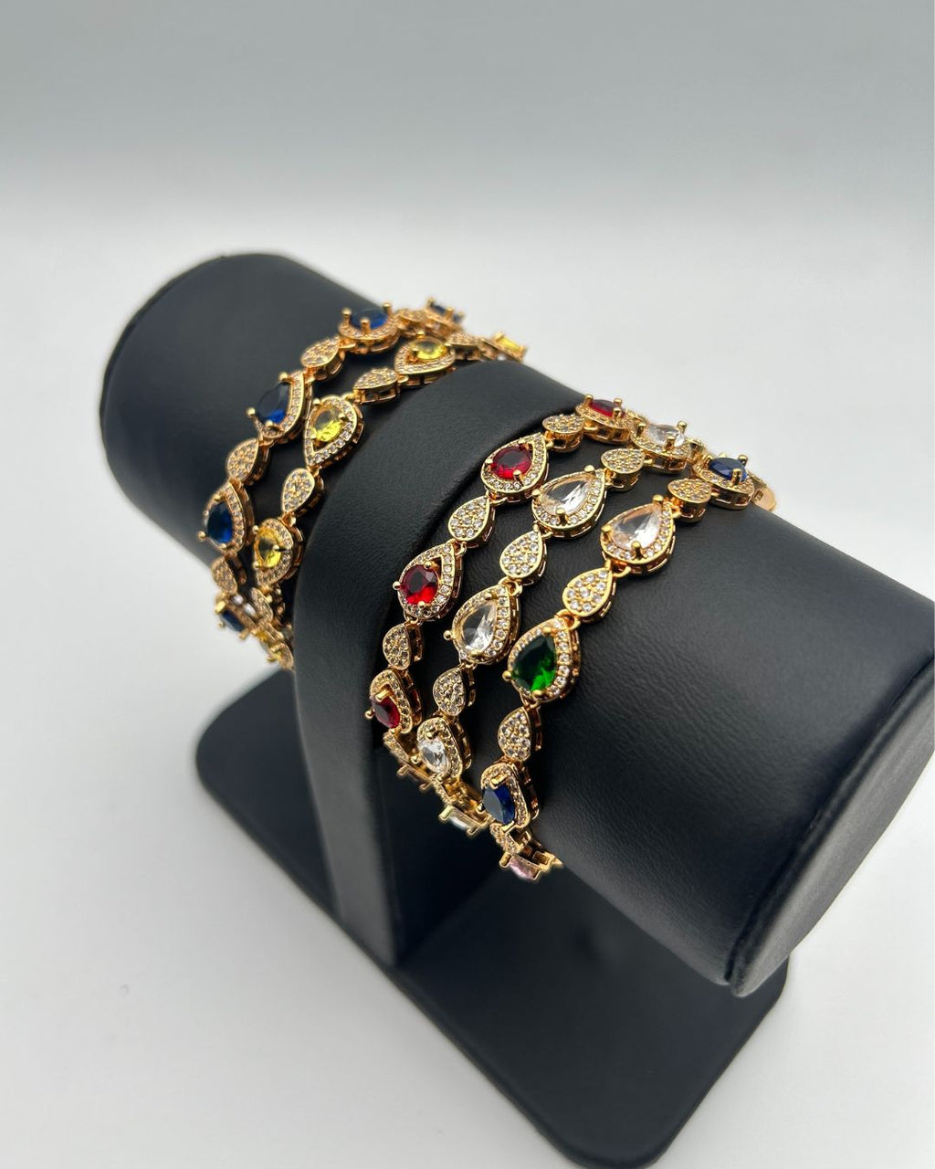 1 Carat Teardrop Stone Girls Bracelet in Gold Tone