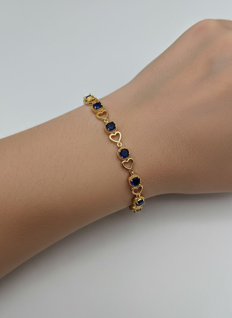 1-Carat Heart Link Stone Bracelet for Girls