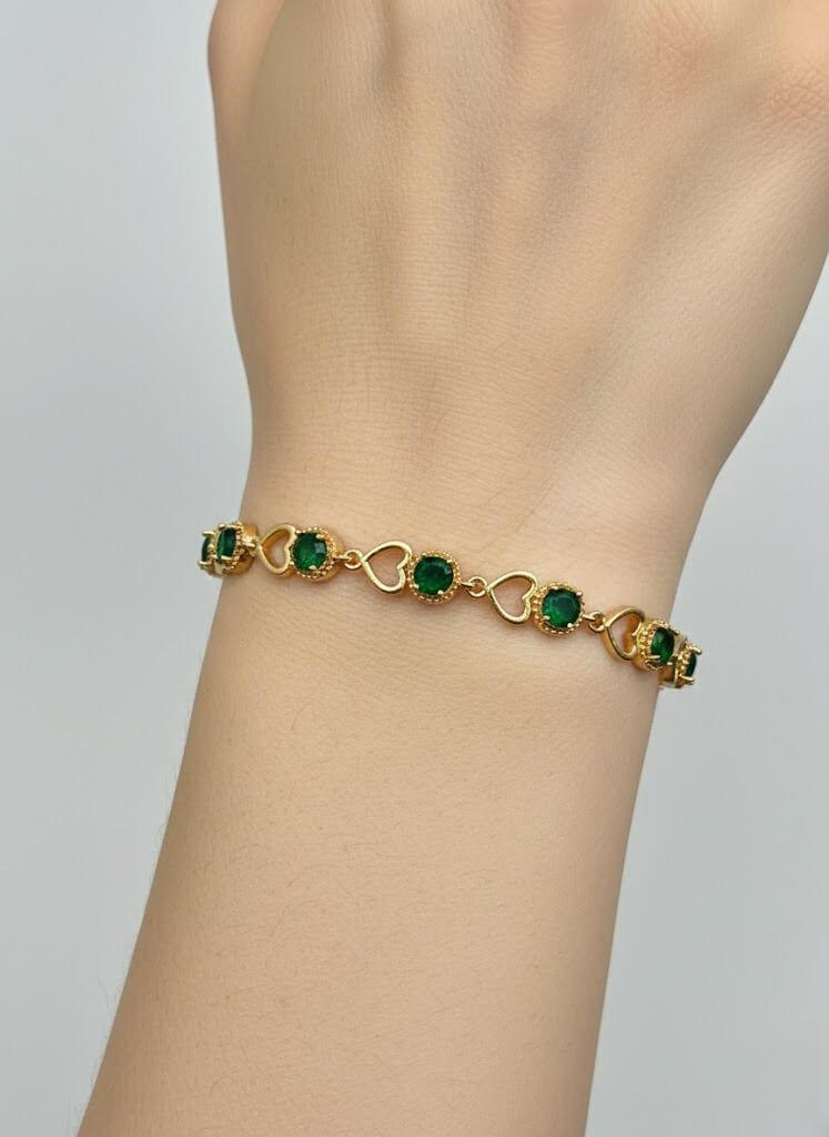 1-Carat Heart Link Stone Bracelet for Girls