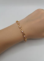 1-Carat Heart Link Stone Bracelet for Girls