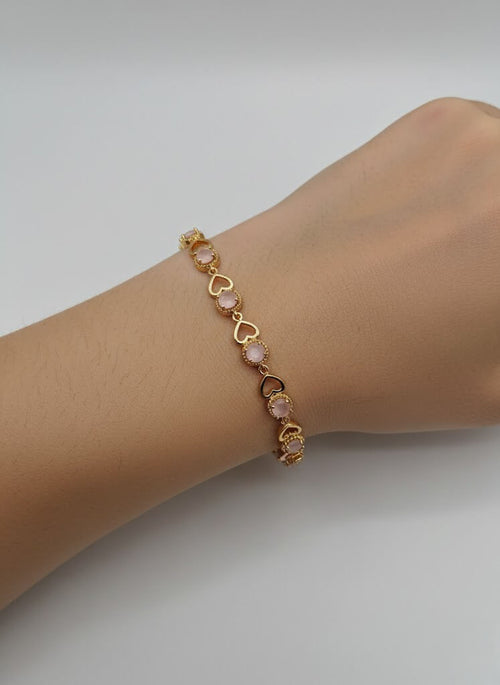 1-Carat Heart Link Stone Bracelet for Girls