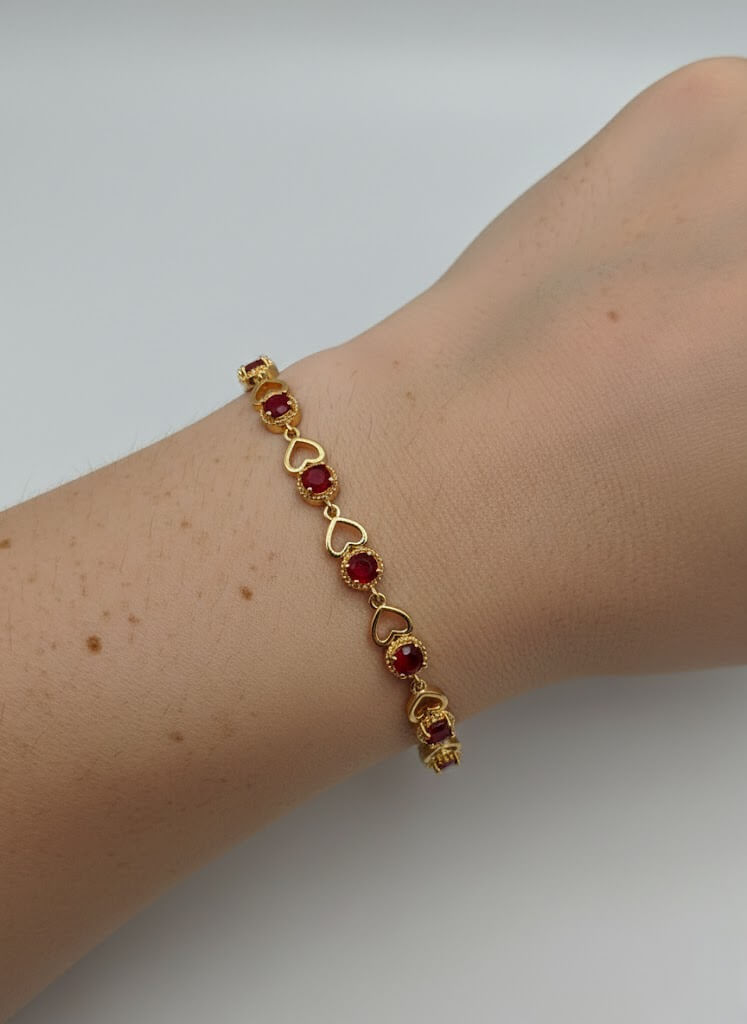 1-Carat Heart Link Stone Bracelet for Girls
