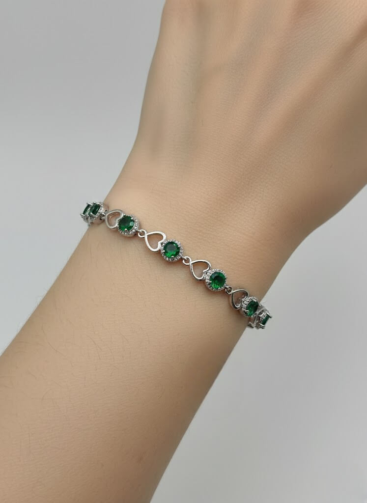 1-Carat Heart Link Stone Bracelet for Girls