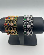 1-Carat Heart Link Stone Bracelet for Girls