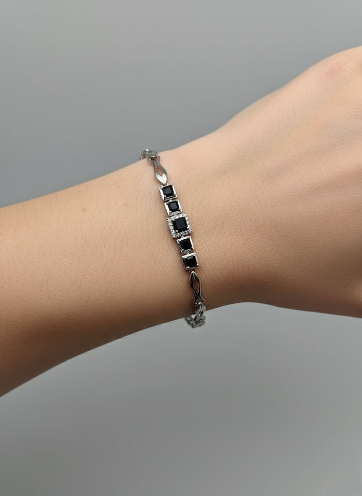 Square Halo Stone Link Bracelet for Girls