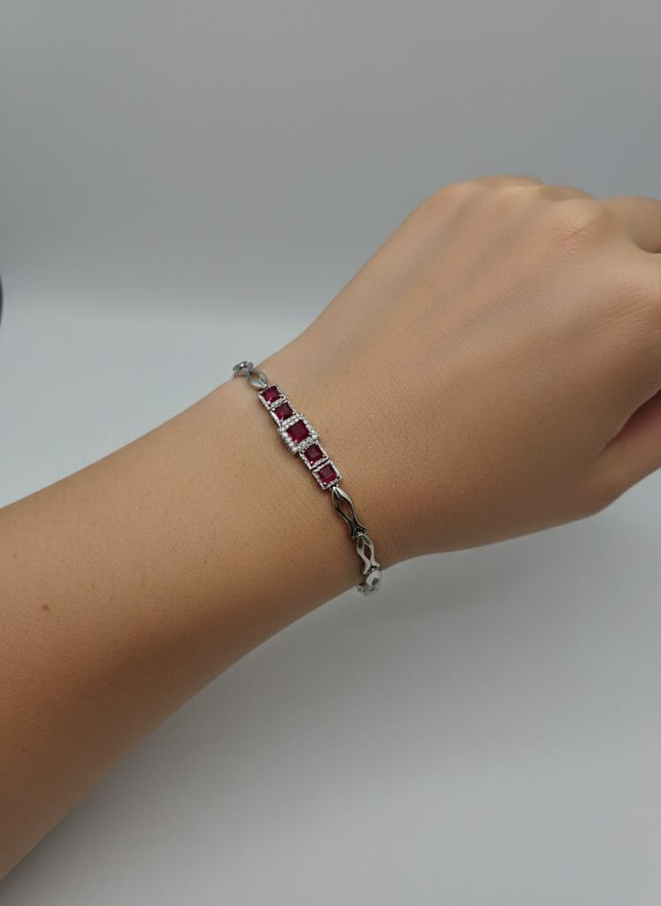 Square Halo Stone Link Bracelet for Girls