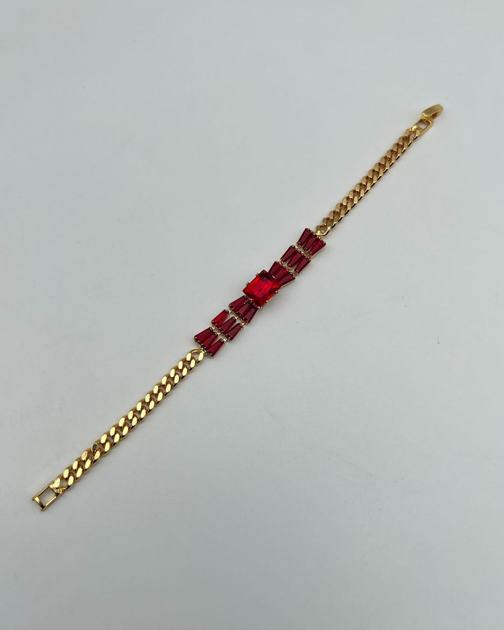 One Carat Crystal Chain Bracelet with Baguette Cut Accents