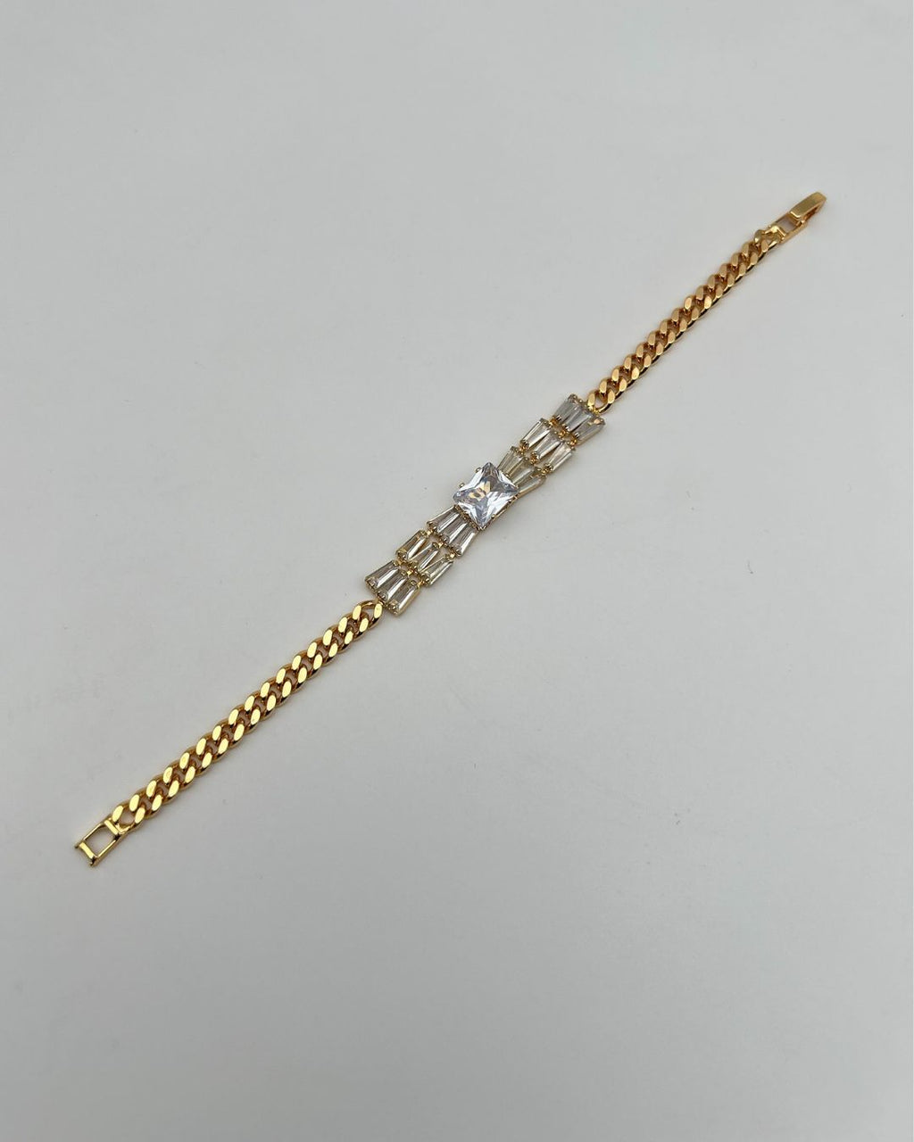 One Carat Crystal Chain Bracelet with Baguette Cut Accents