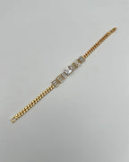 One Carat Crystal Chain Bracelet with Baguette Cut Accents