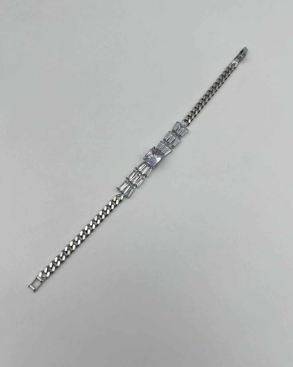 One Carat Crystal Chain Bracelet with Baguette Cut Accents