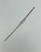 One Carat Crystal Chain Bracelet with Baguette Cut Accents